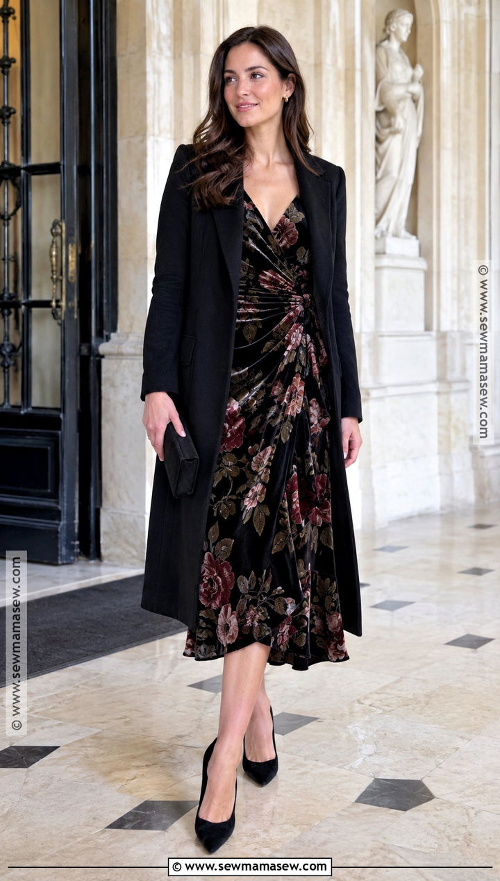 Dark Floral Velvet Semi Formal Dress - 20 fall semi formal dresses