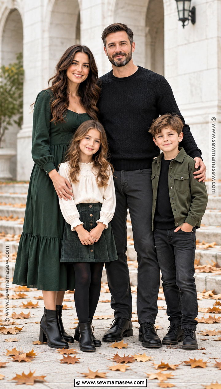 Dark Green And Black Family Photo Outfit - 20 fall family pictures outfits green