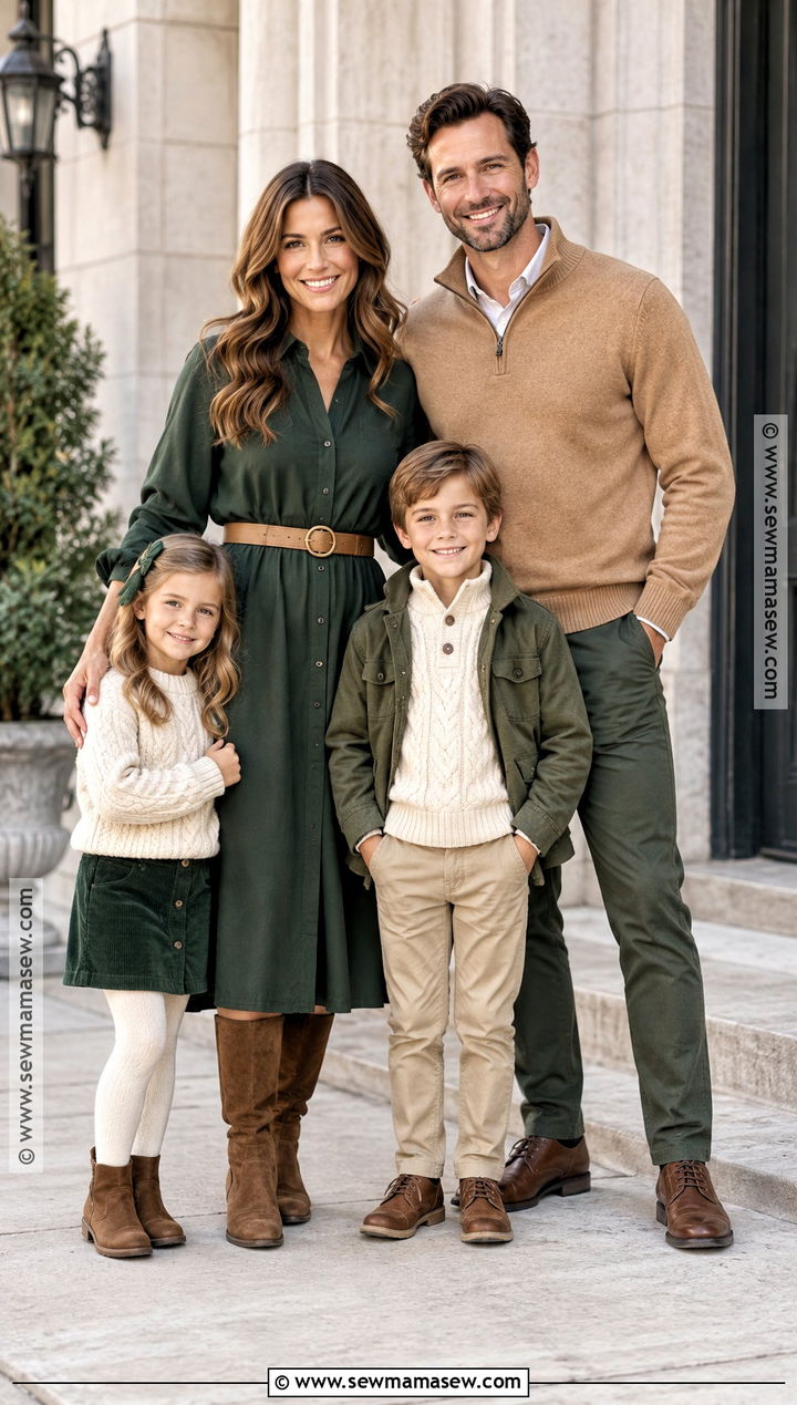 Dark Green And Tan Fall Family Photo Outfits - 20 green fall family photo outfits