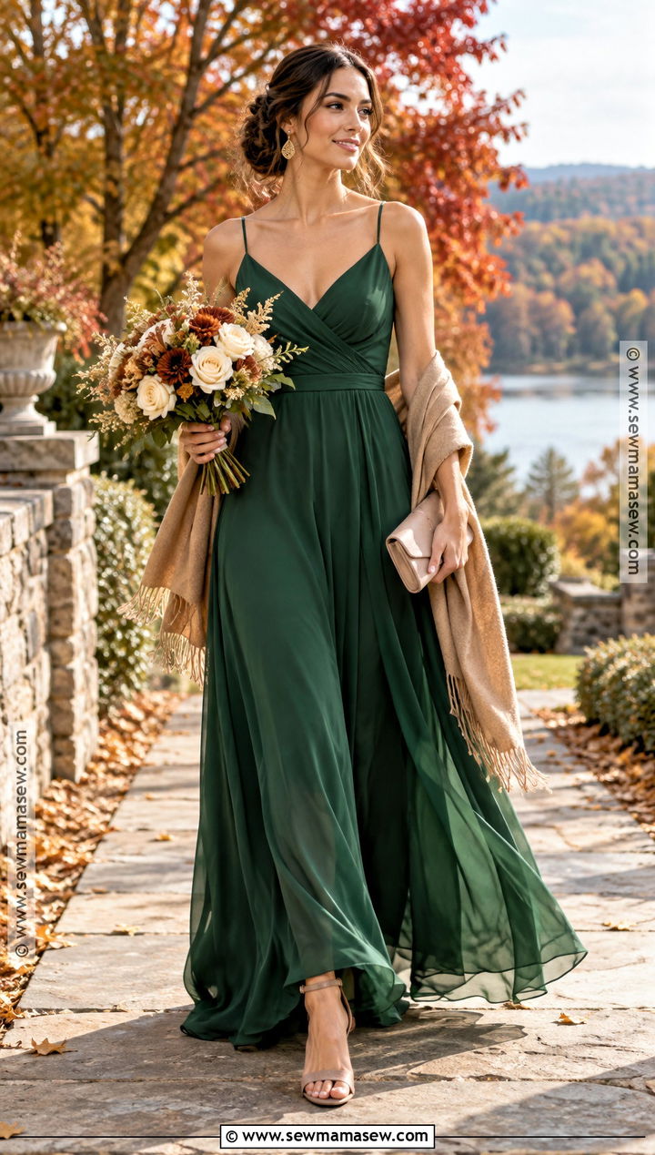 Dark Green Chiffon A Line Bridesmaid Dress - 20 dark green bridesmaid dresses fall