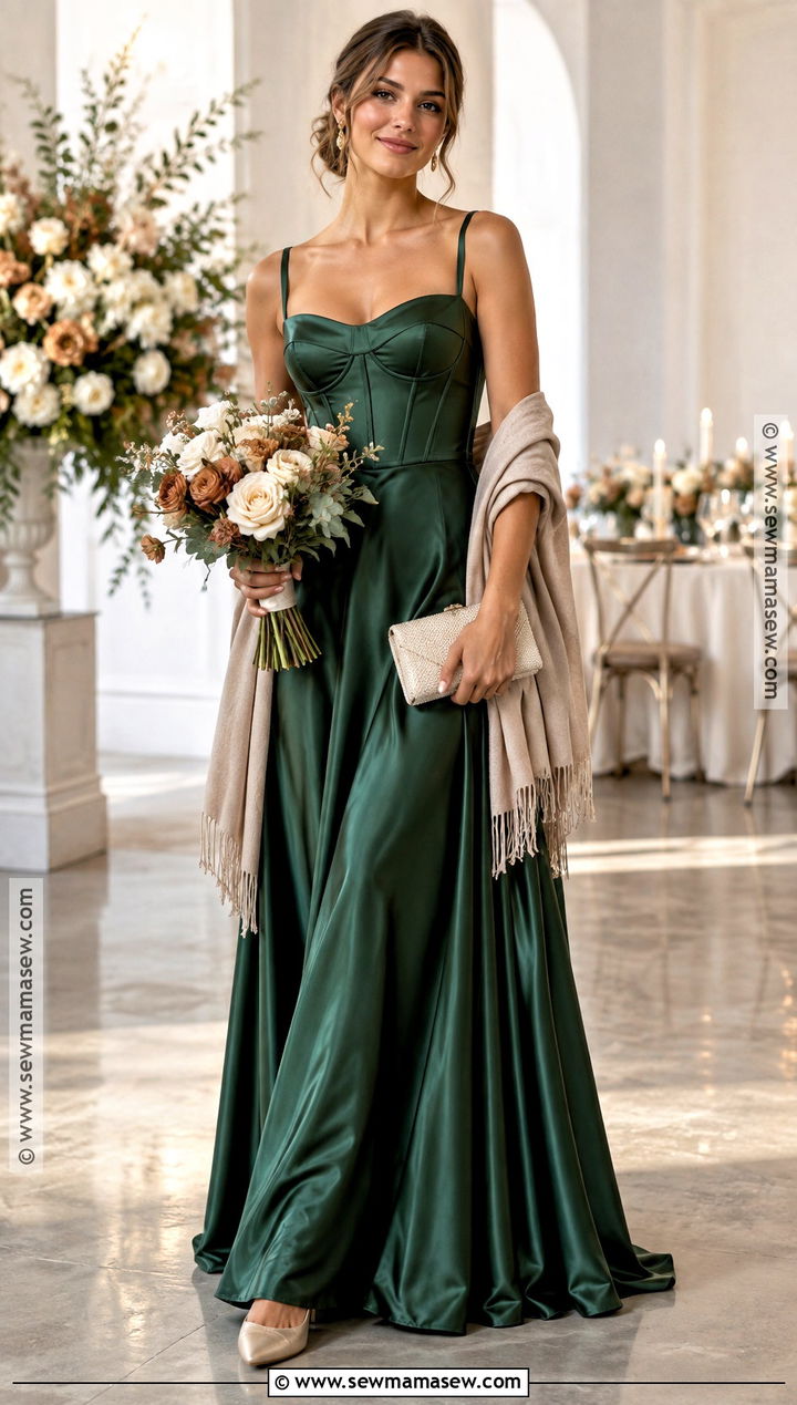 Dark Green Corset Satin Bridesmaid Dress - 20 dark green bridesmaid dresses fall