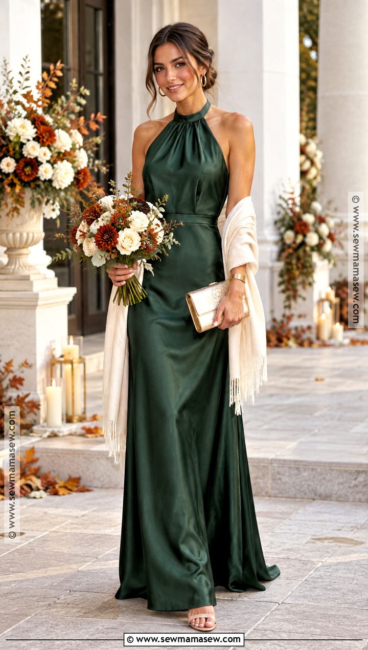 Dark Green Halter Bridesmaid Dress - 20 dark green bridesmaid dresses fall