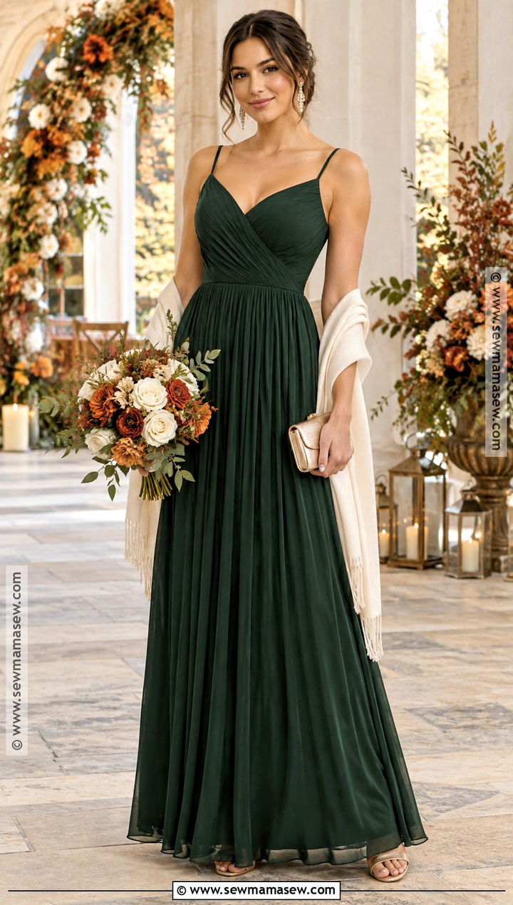 Dark Green Pleated Chiffon Bridesmaid Dress - 20 dark green bridesmaid dresses fall