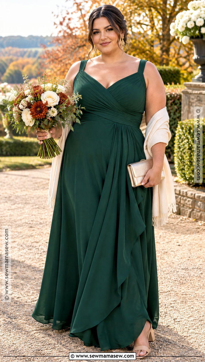 Dark Green Ruched Plus Size Bridesmaid Dress - 20 dark green bridesmaid dresses fall