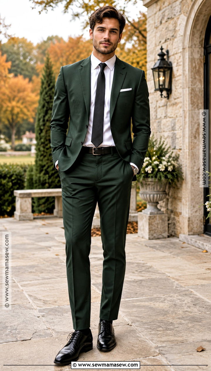 Dark Green Suit With Black Accessories - 15 mens fall wedding attire guest semi formal ideas