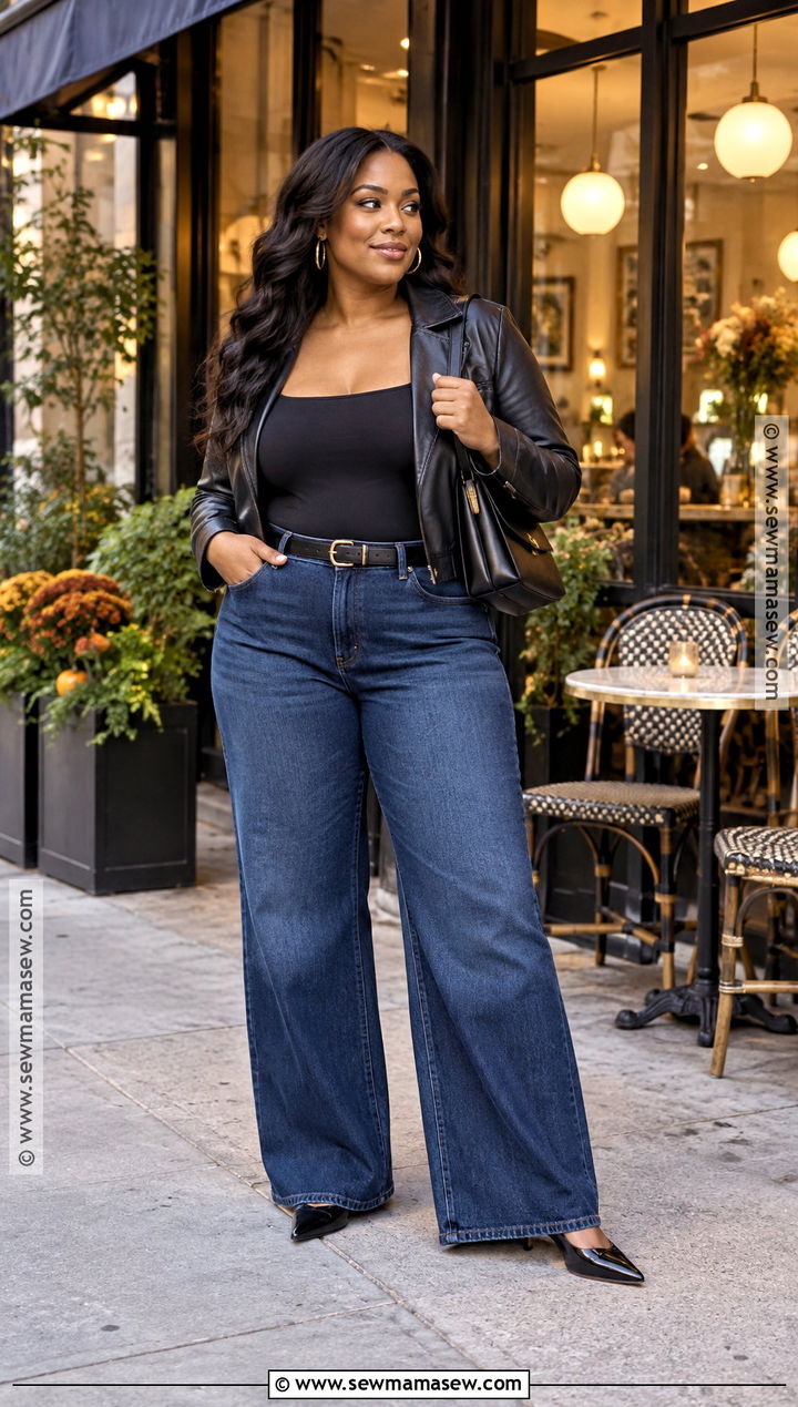 Dark Jeans And Black Bodysuit Fall Outfit - 15 date night outfit fall black ideas for women