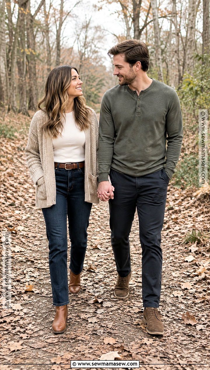 Dark Jeans And Cardigan Engagement Photo Outfit - 15 engagement photos outfits november