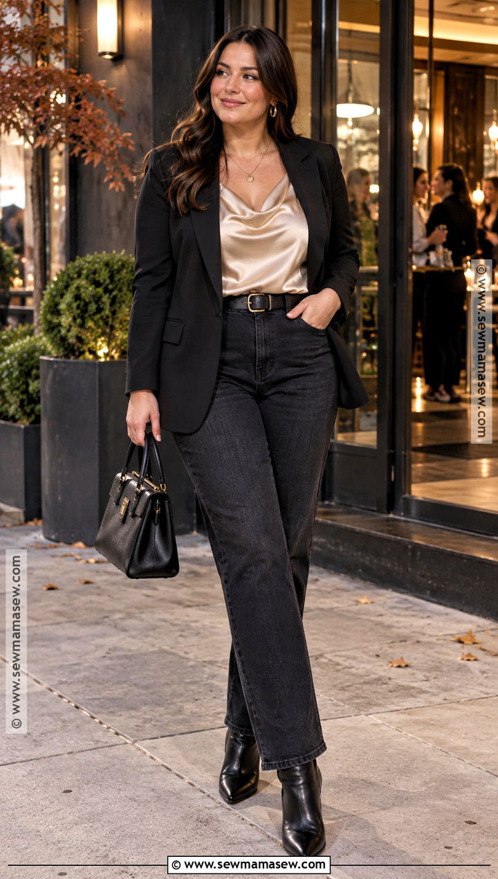 Dark Jeans And Statement Top Autumn Night Out Outfit - 20 night out autumn outfit ideas