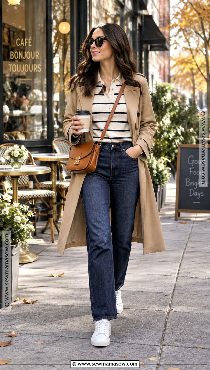 Dark Jeans And Trench Coat Lunch Date Outfit - 15 lunch date fall outfit ideas