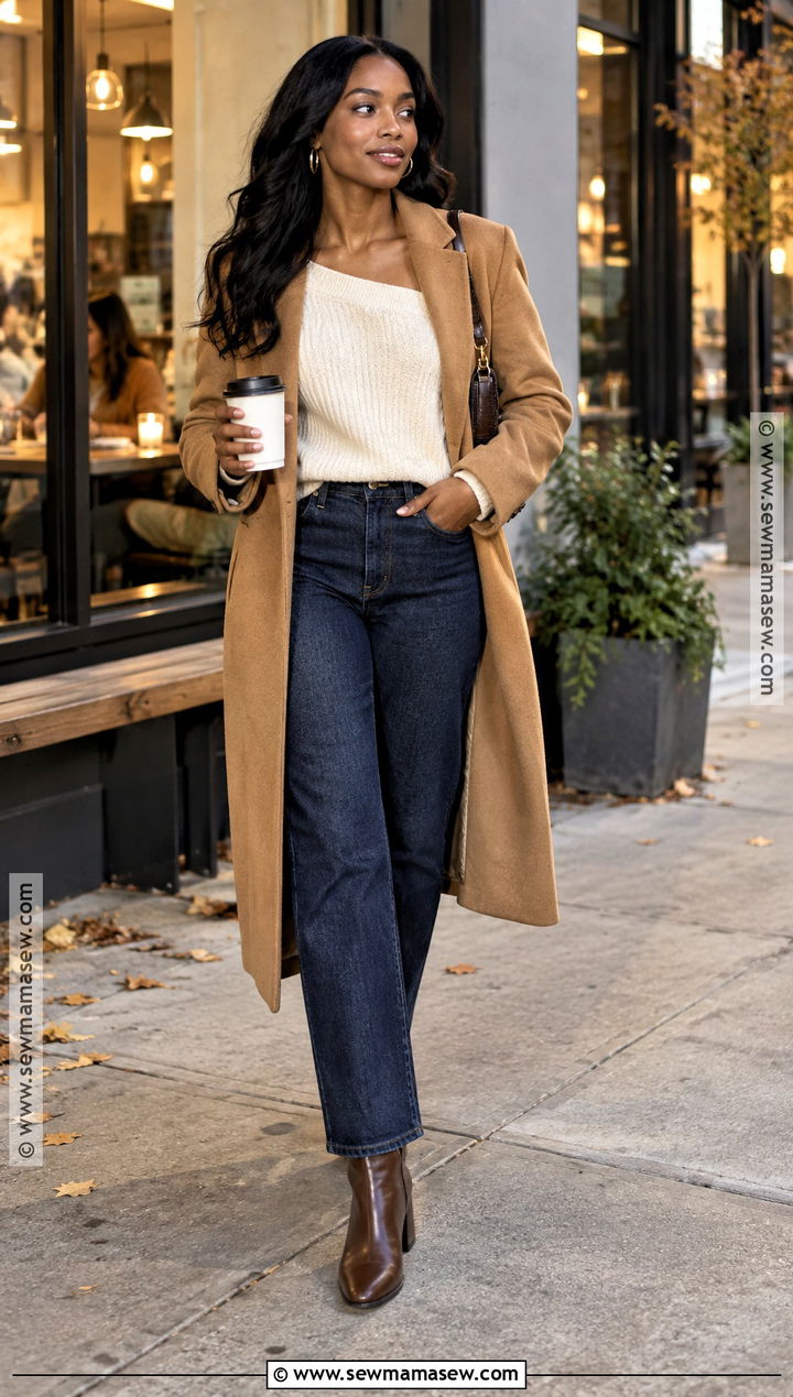 Dark Jeans With Off Shoulder Sweater - 15 datenight fall outfits for black women