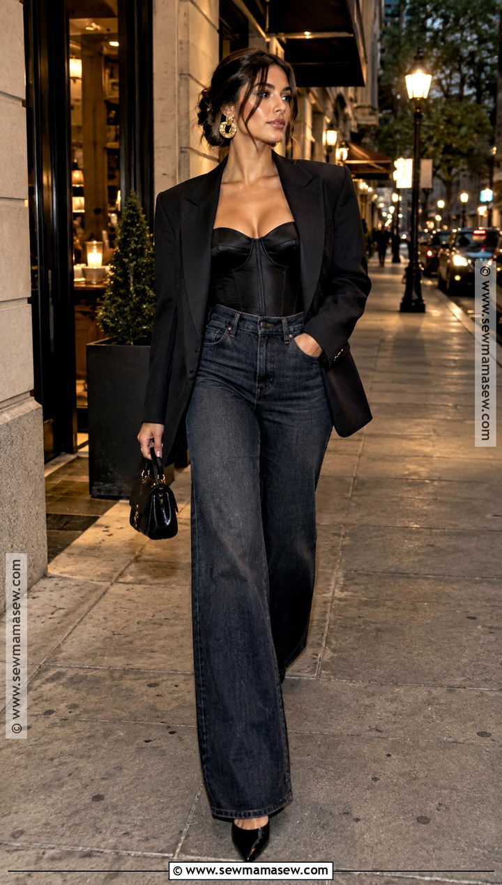 Dark Jeans and Corset Top Fall Night Outfit - 15 fall 2026 night outfits