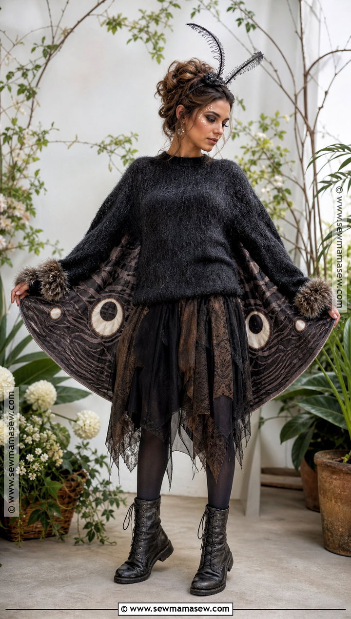 Dark Moth Costume With Patterned Wings - 35 dark halloween costumes