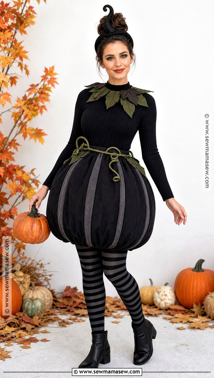 Dark Pumpkin Costume With Black Vine Details - 35 dark halloween costumes