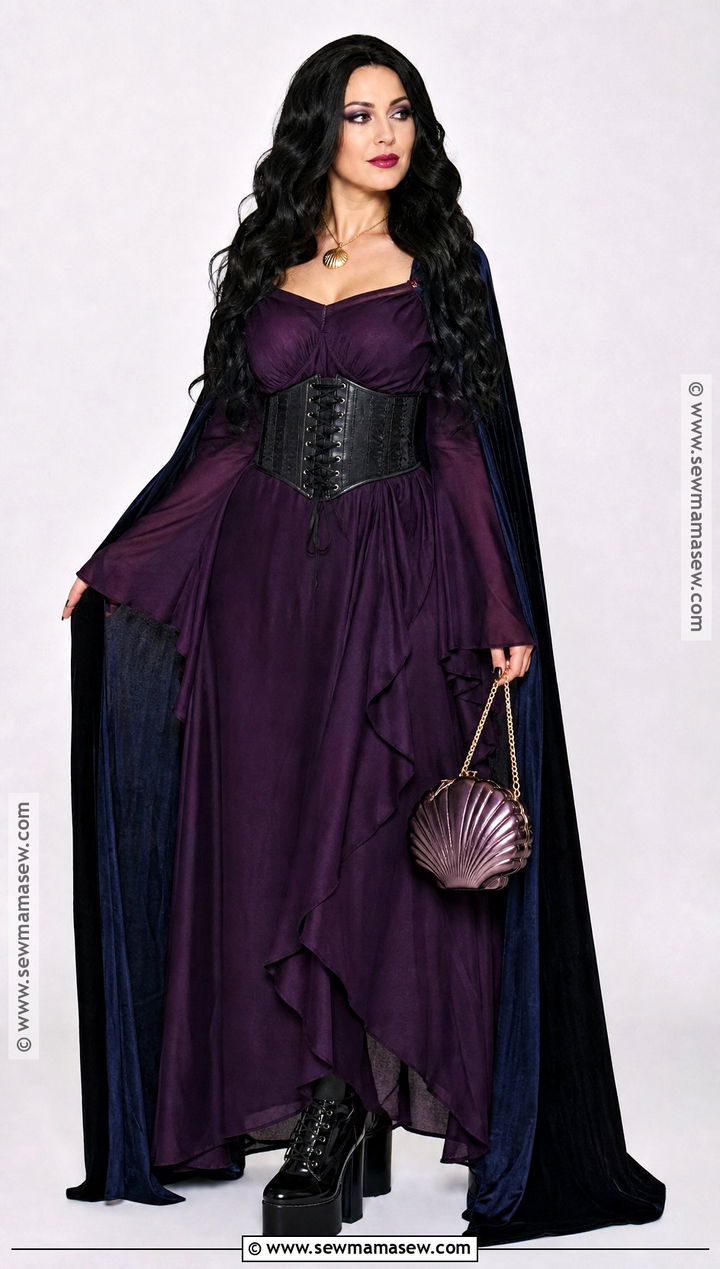 Dark Purple Vanessa Costume With Black Cape - 30 Vanessa Little Mermaid Costume Ideas