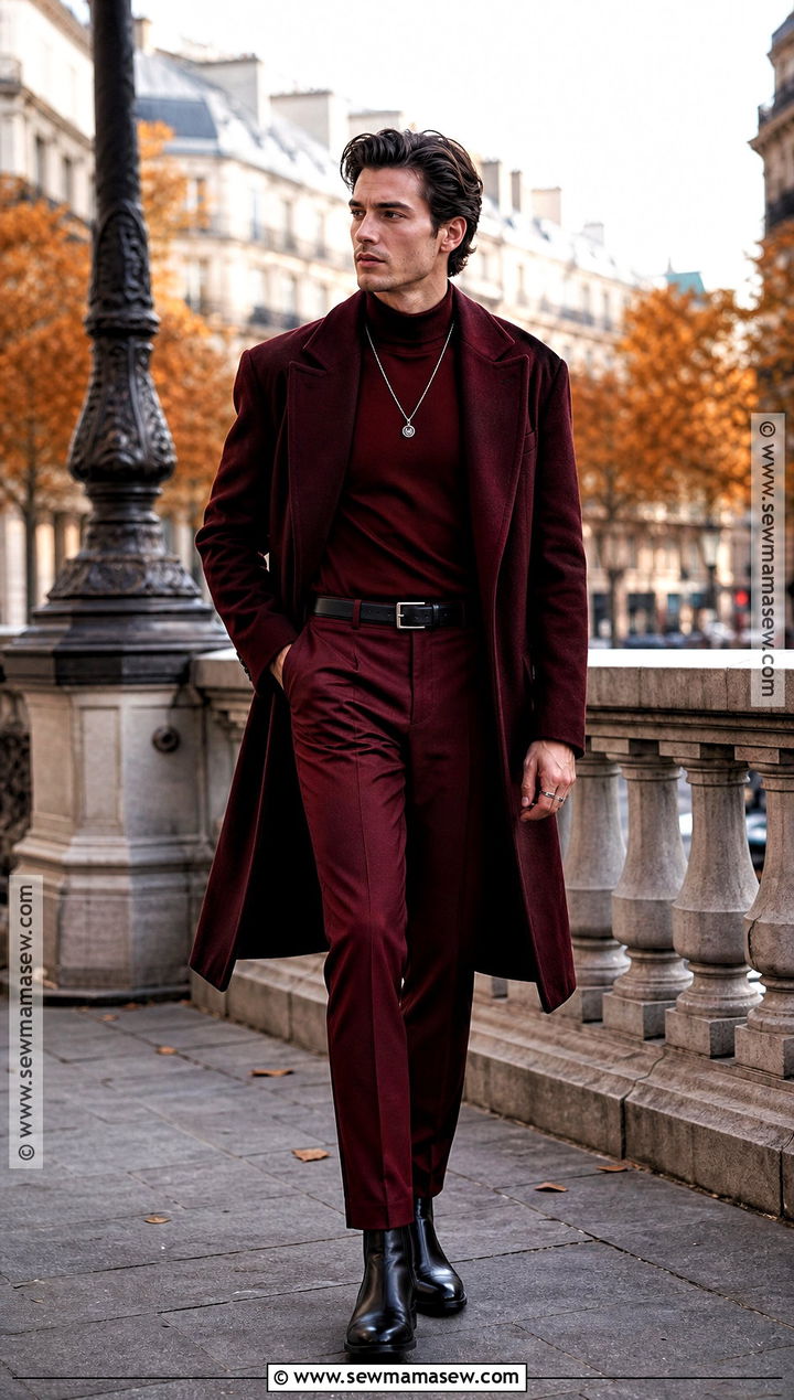 Dark Red Monochrome Vampire Aesthetic Outfit - 30 vampire aesthetic outfit male ideas