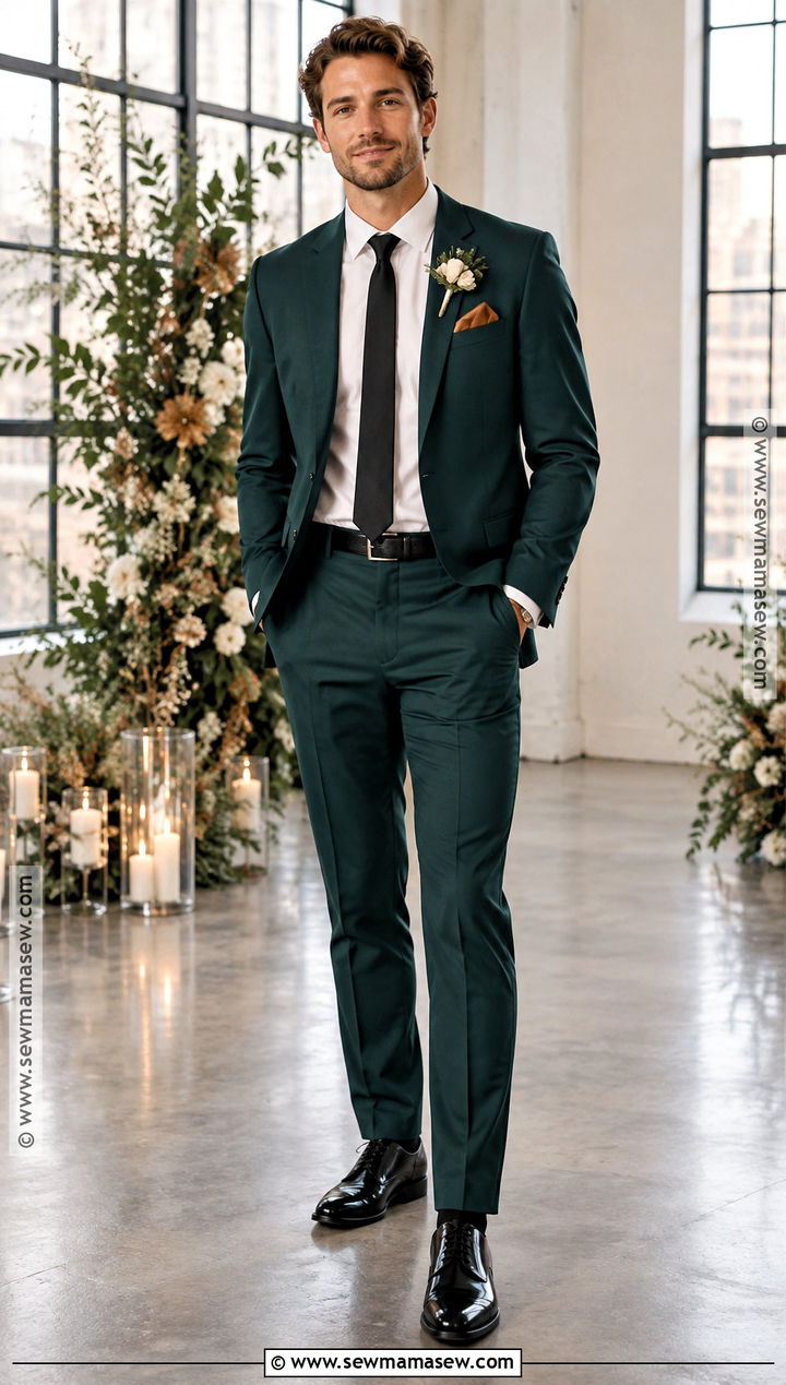 Dark Teal Fall Wedding Suit - 20 fall wedding suits groom attire ideas