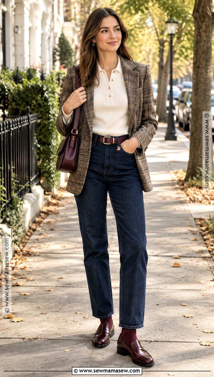 Dark Wash Denim And Loafers Fall Outfit - 25 fall outfit ideas for women