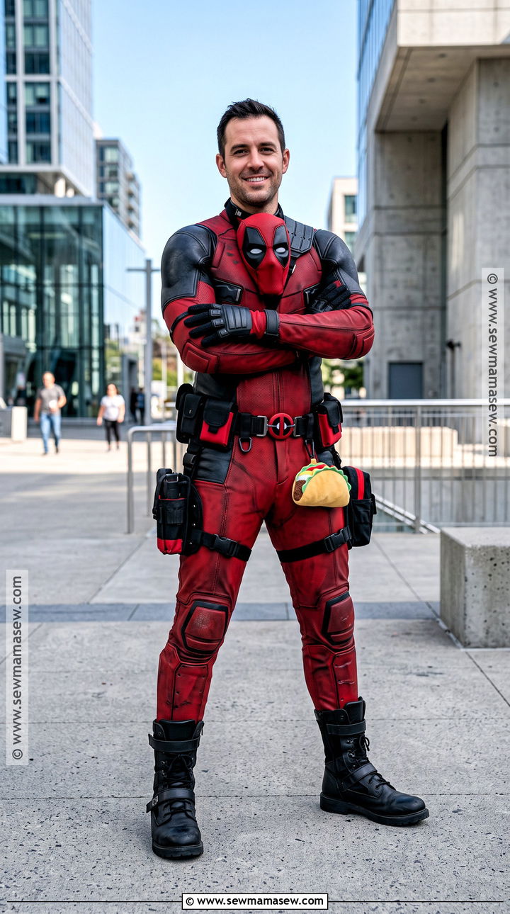 Deadpool Costume With Red Jumpsuit - 40 halloween costumes for men