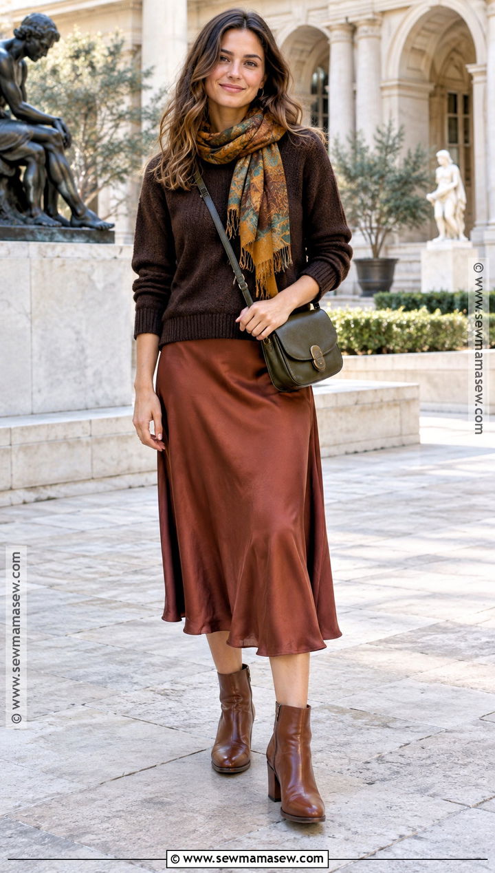 Deep Autumn Casual Skirt And Sweater Outfit - 25 deep autumn style ideas