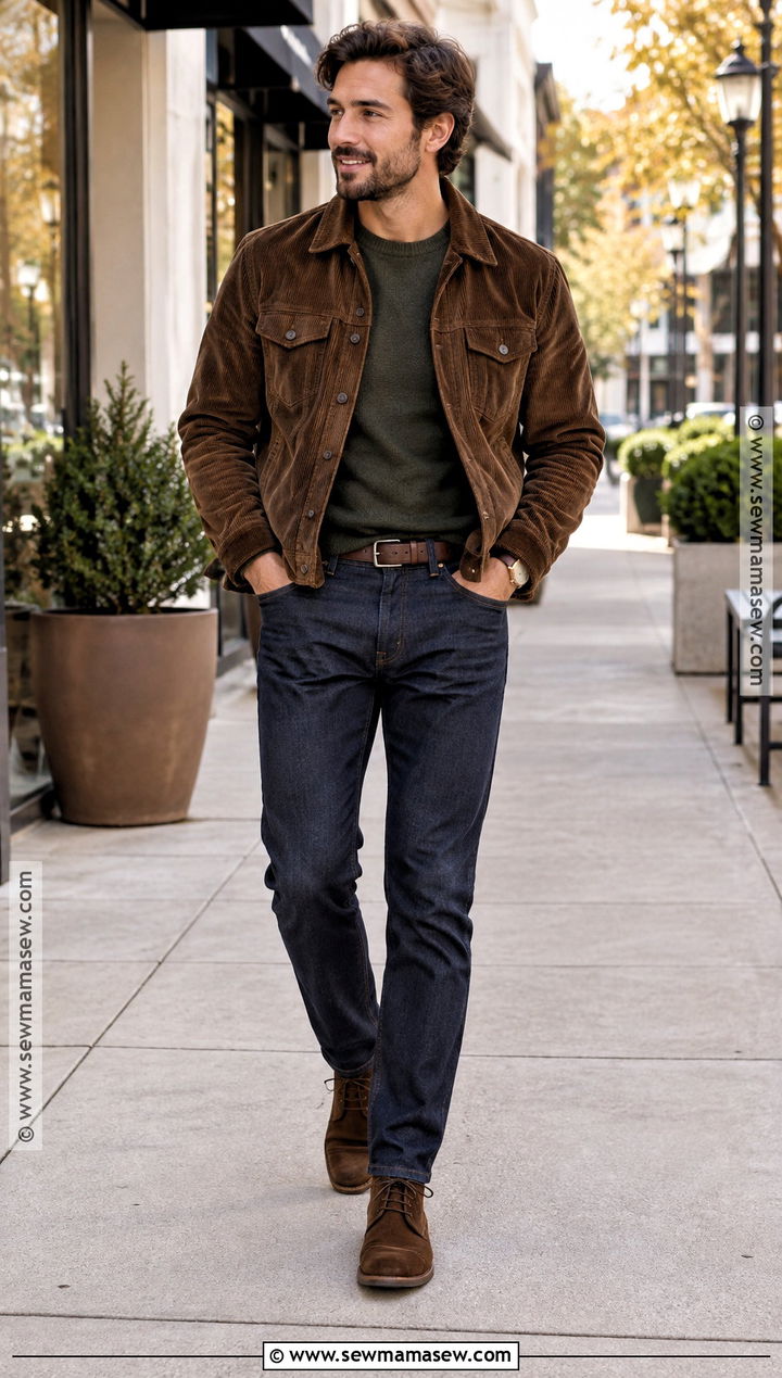 Deep Autumn Corduroy Jacket Outfit - 20 deep autumn outfits for men
