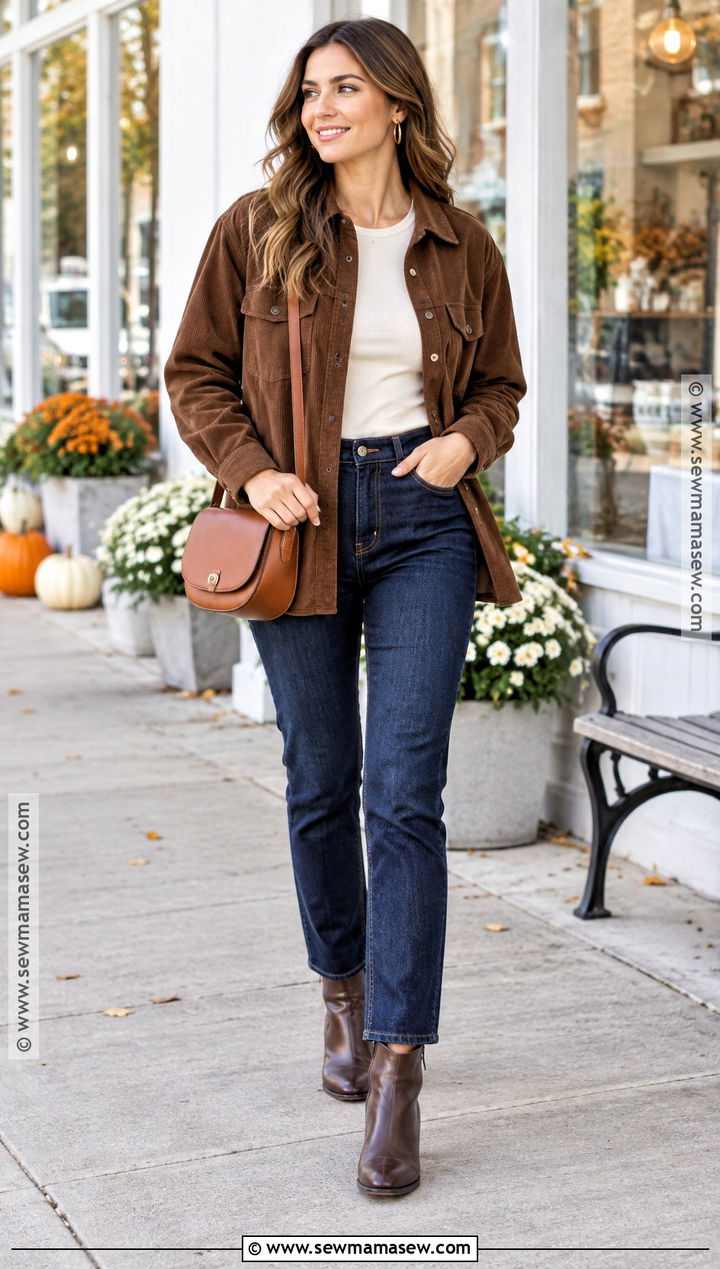 Deep Autumn Corduroy Shacket Outfit - 30 deep autumn outfits