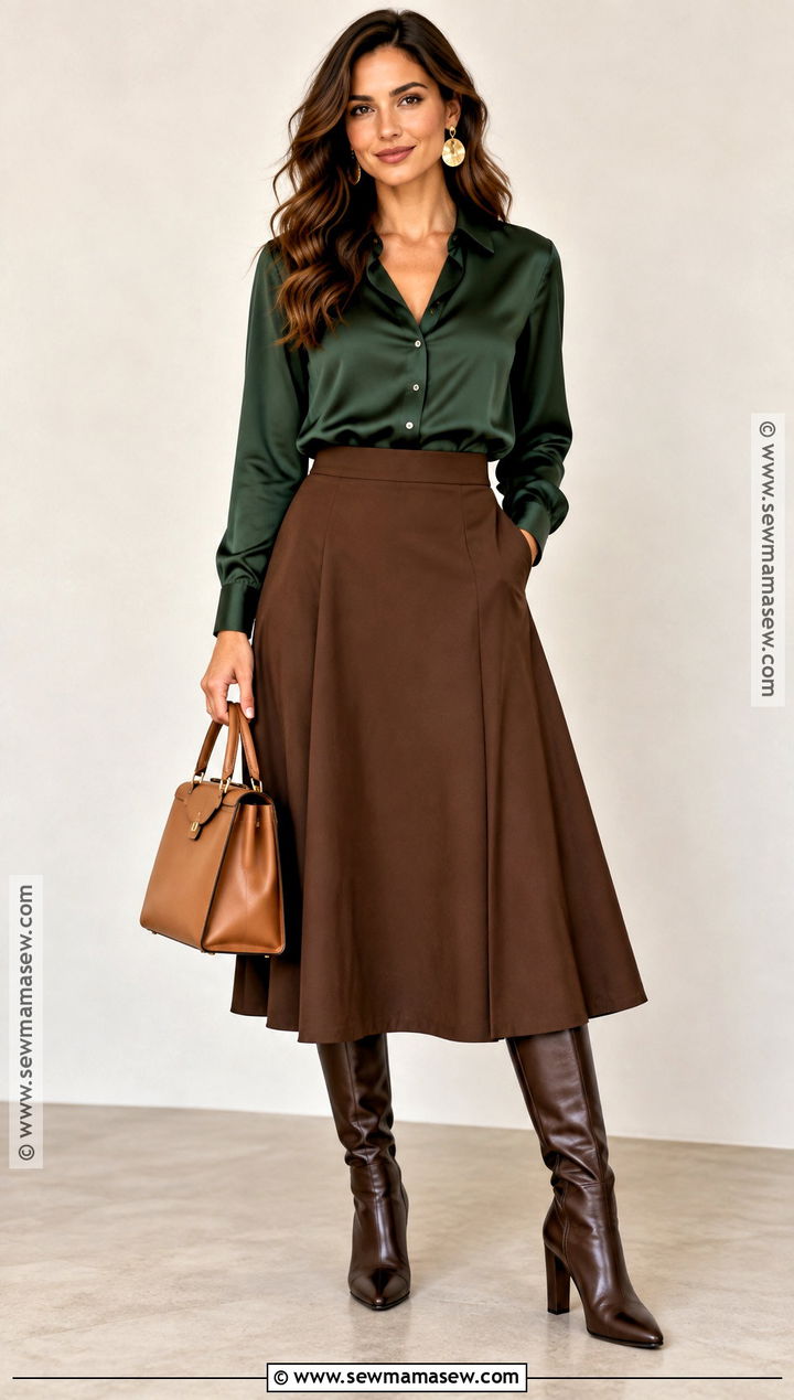 Deep Autumn Forest Green Blouse Outfit - 25 deep autumn color palette outfits