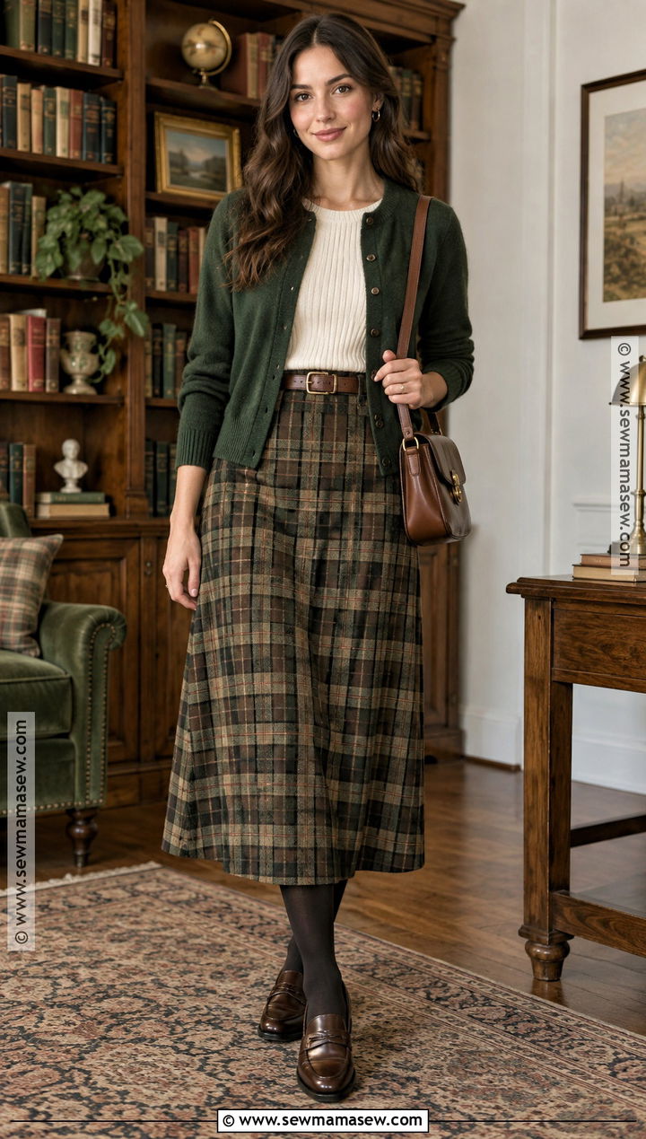 Deep Autumn Forest Green Cardigan Outfit - 15 Deep Autumn Classic Style Ideas