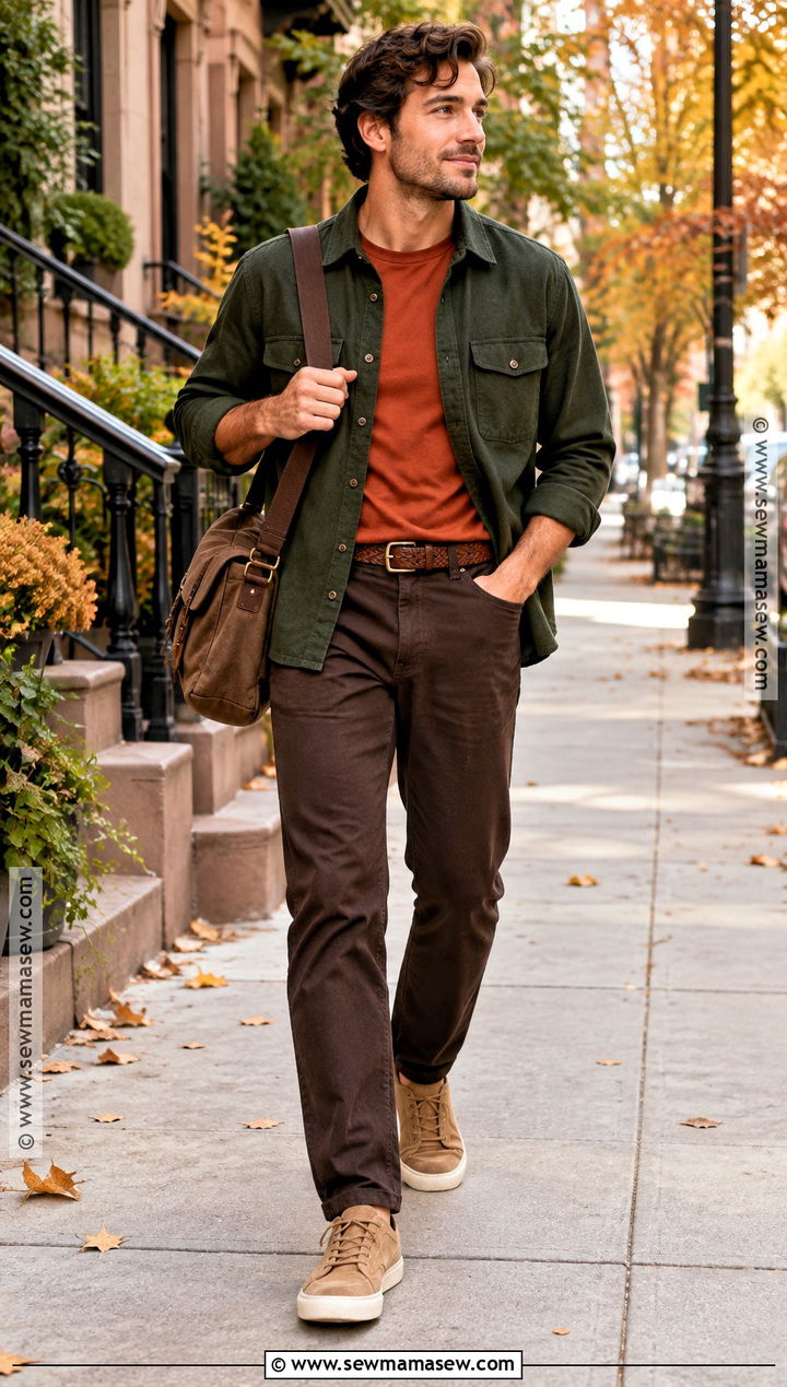 Deep Autumn Forest Green Overshirt Outfit - 20 deep autumn outfits for men