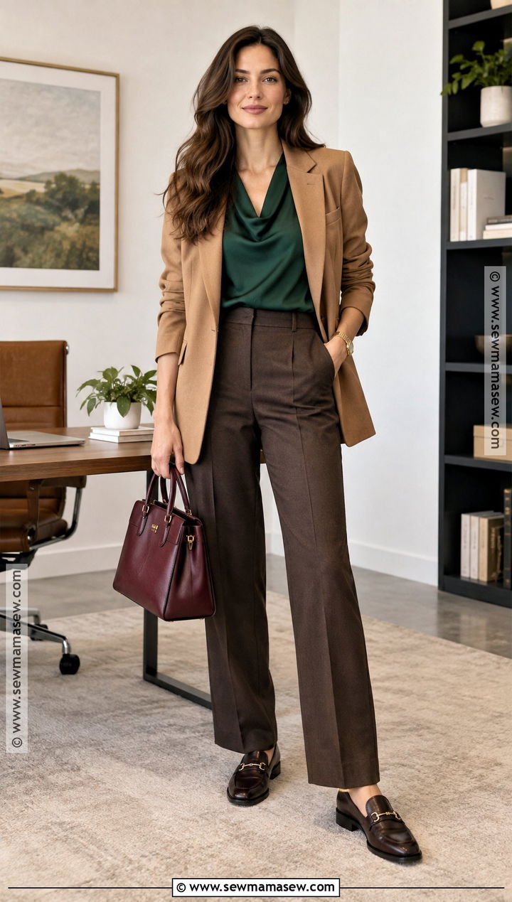 Deep Autumn Forest Green Work Outfit - 25 deep autumn style ideas
