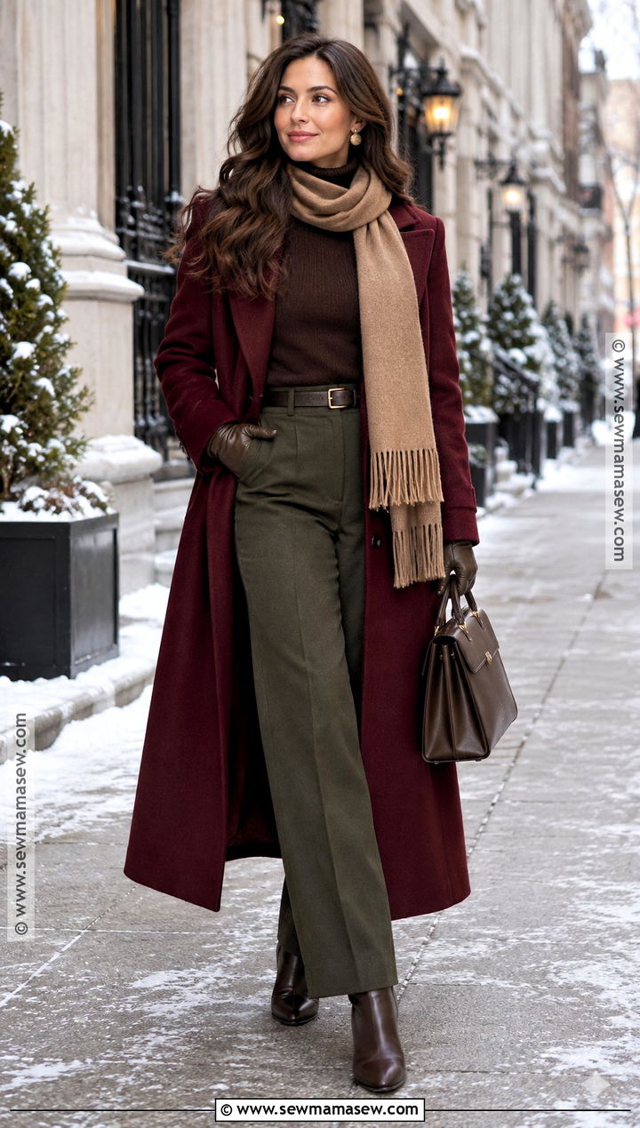 Deep Autumn Merlot Winter Outfit - 25 deep autumn color palette outfits