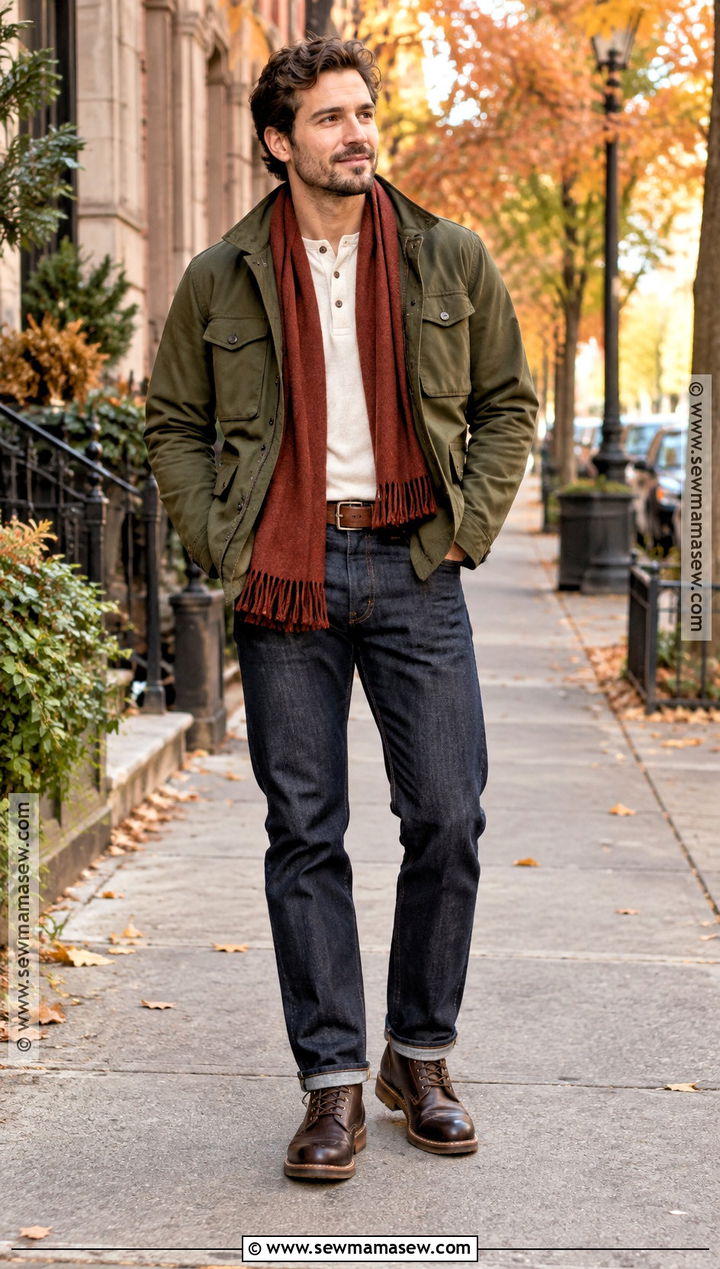 Deep Autumn Olive Field Jacket Outfit - 20 deep autumn outfits for men