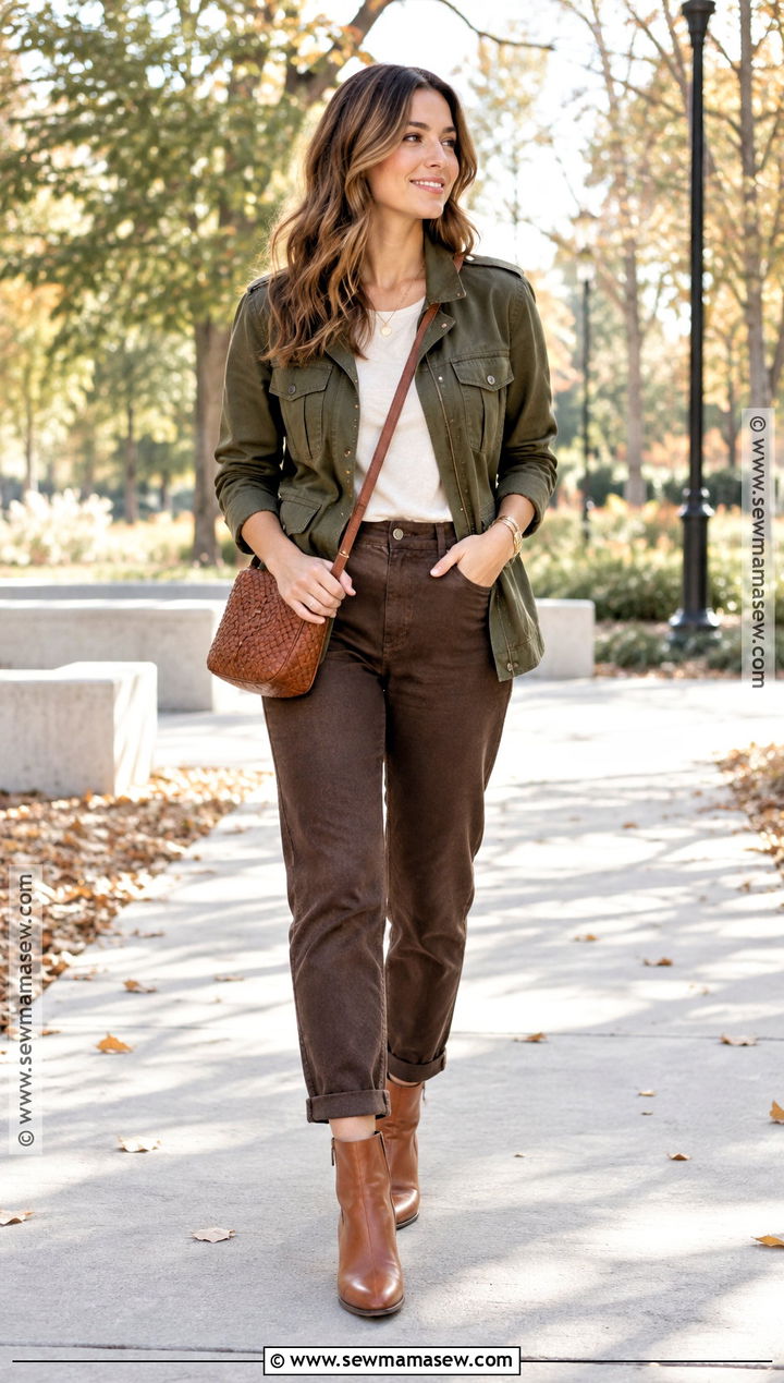 Deep Autumn Olive Green Jacket Outfit - 20 deep autumn wardrobe ideas