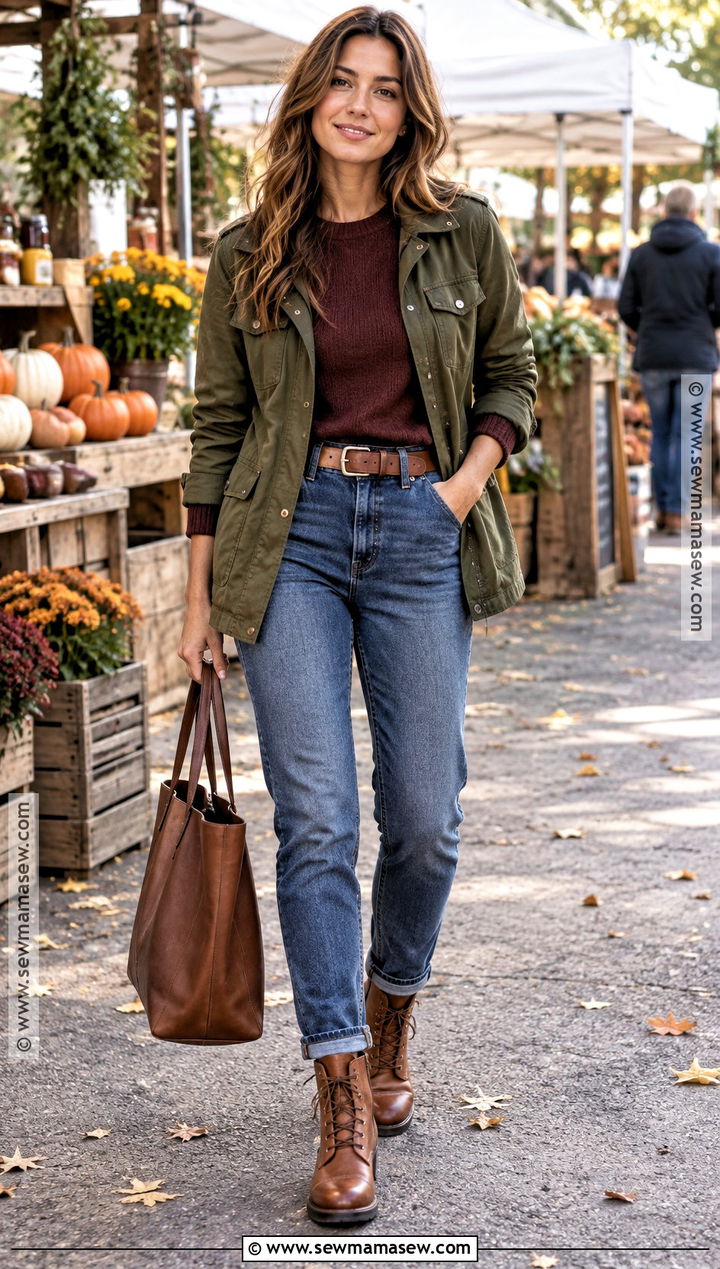 Deep Autumn Olive Utility Jacket Outfit - 30 deep autumn outfits