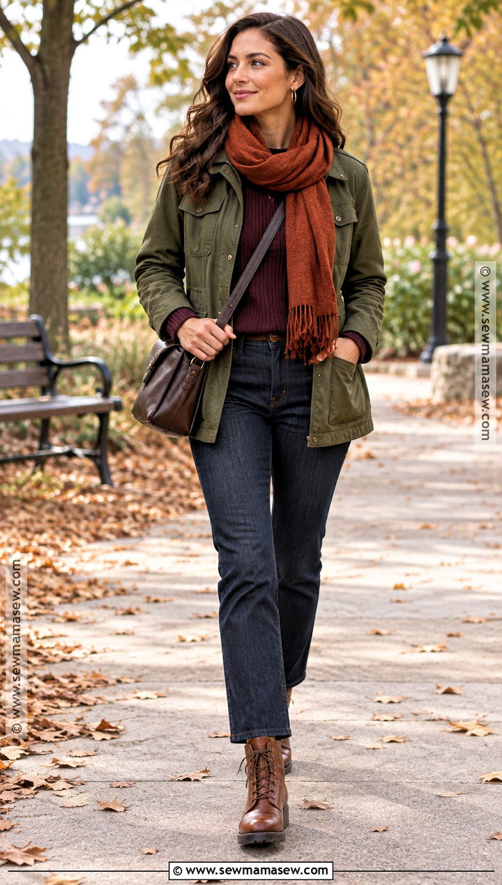 Deep Autumn Olive Utility Jacket Outfit - 25 deep autumn color palette outfits