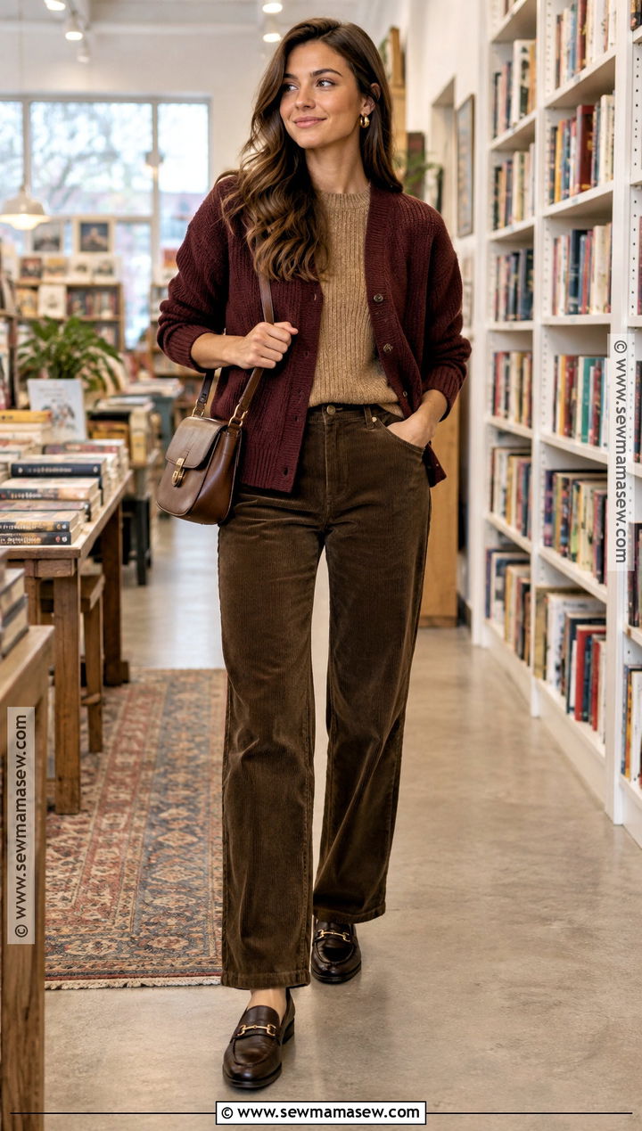 Deep Autumn Oxblood Cardigan Outfit - 15 Deep Autumn Style Guide Ideas