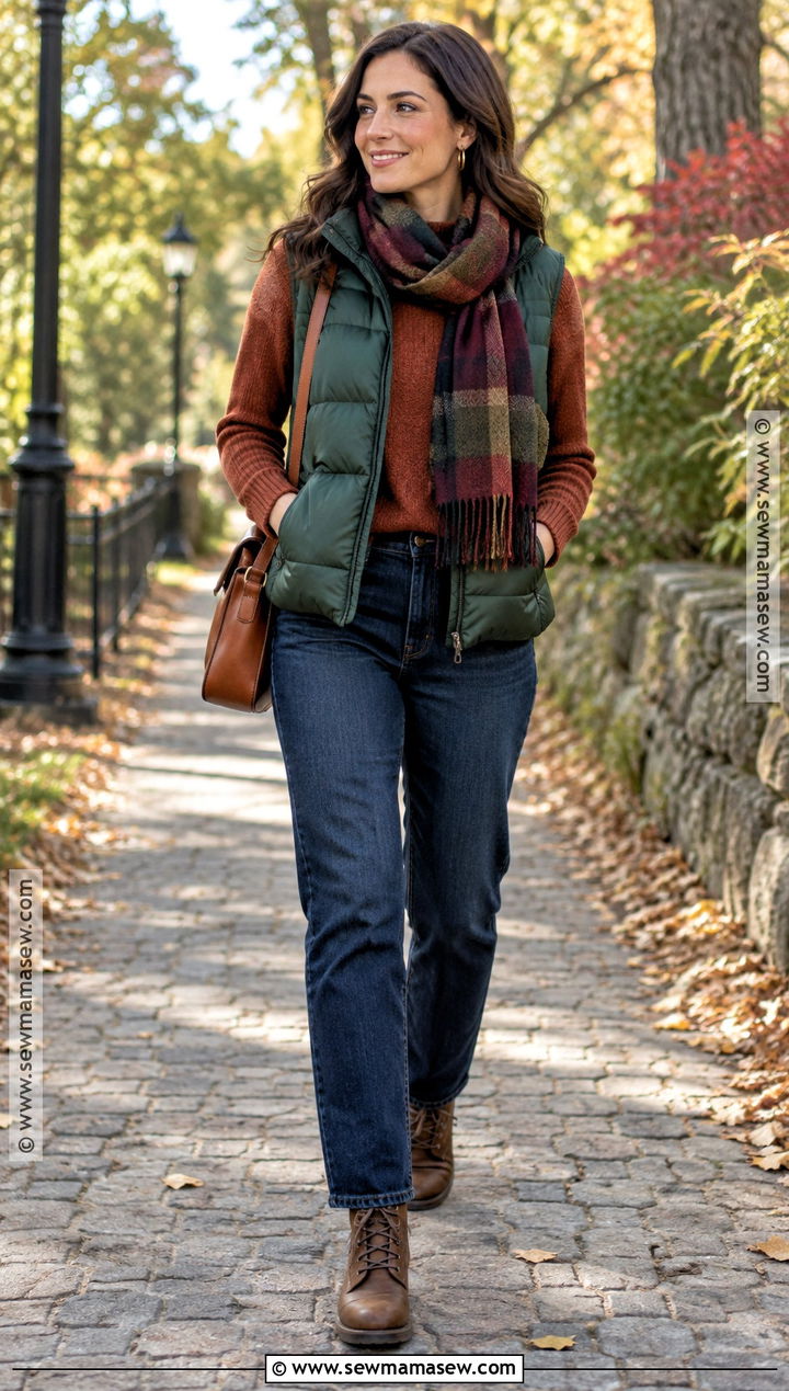 Deep Autumn Puffer Vest Outfit - 25 deep autumn style ideas