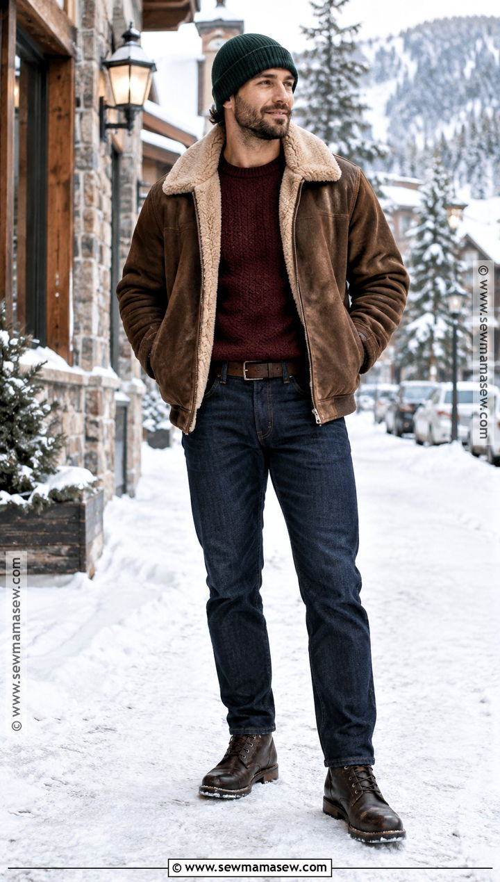 Deep Autumn Shearling Jacket Outfit - 20 deep autumn outfits for men