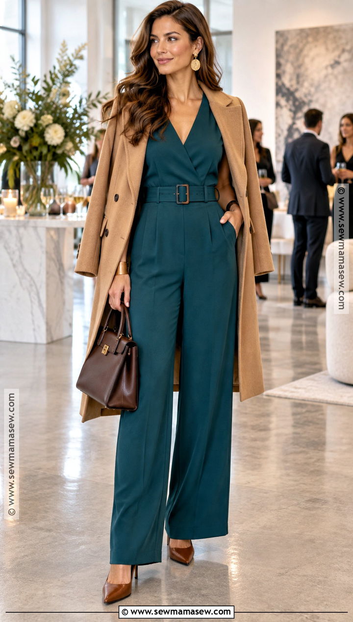 Deep Autumn Teal Jumpsuit Outfit - 30 deep autumn outfits