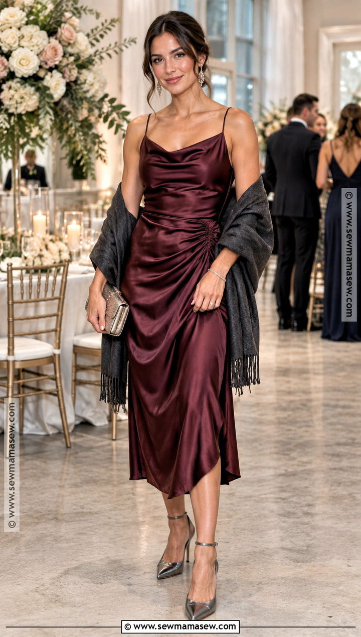 Deep Berry Fall Wedding Guest Dress - 20 fall color dresses for wedding guest