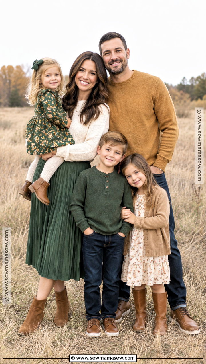 Deep Green and Mustard Family Photo Outfit - 15 family photo outfits fall green