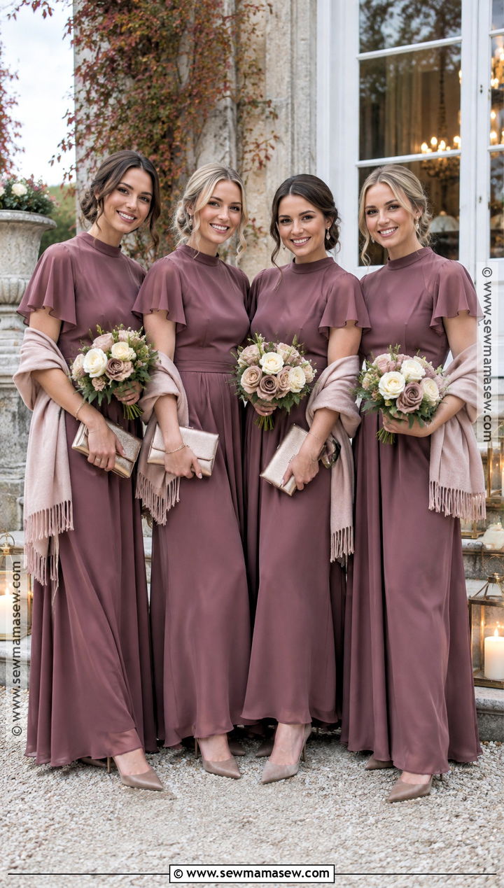 Deep Mauve Bridesmaid Dress - 15 November Wedding Colors Bridesmaid Dress Ideas