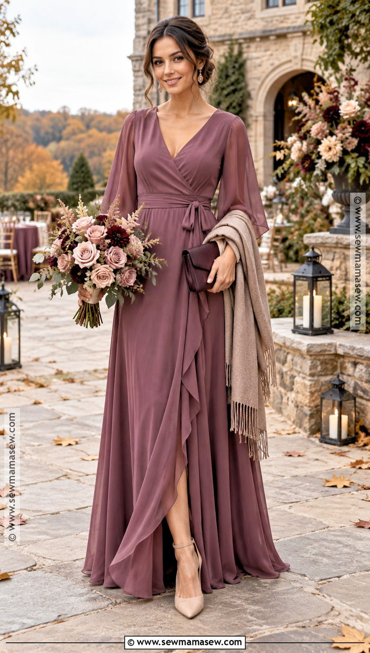 Deep Mauve Bridesmaid Dress With Nude Heels - 25 october bridesmaid dresses
