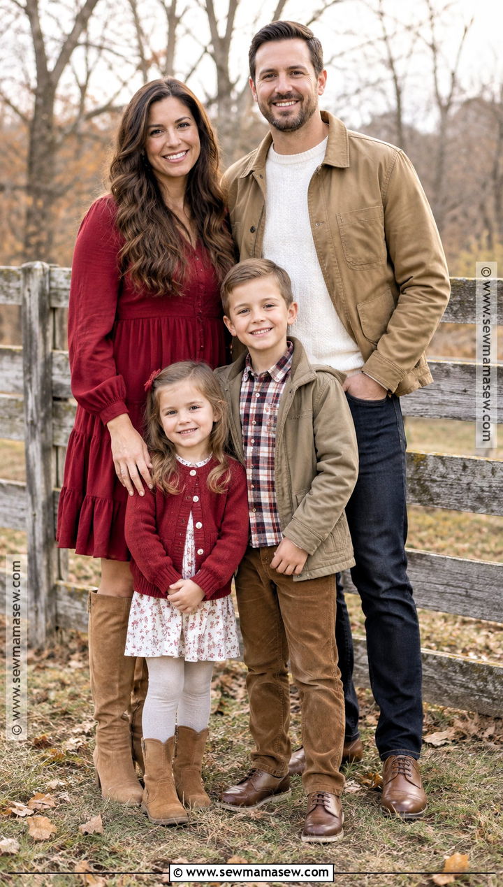 Deep Red And Khaki Family Photo Outfits - 20 Family Photo Outfits Fall Color Schemes Picture Ideas Winter