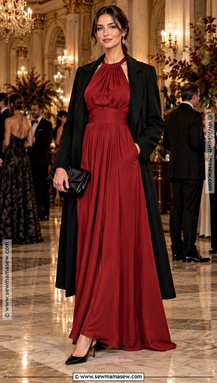 Deep Red Halter Wedding Guest Gown - 15 formal wedding dresses for guest fall