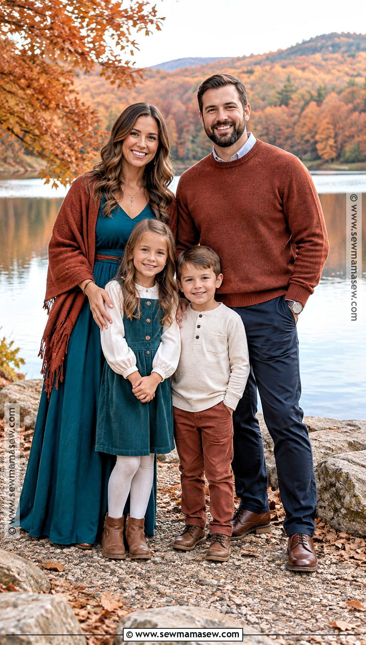 Deep Teal And Rust Family Fall Picture Outfit - 25 family fall pictures outfits