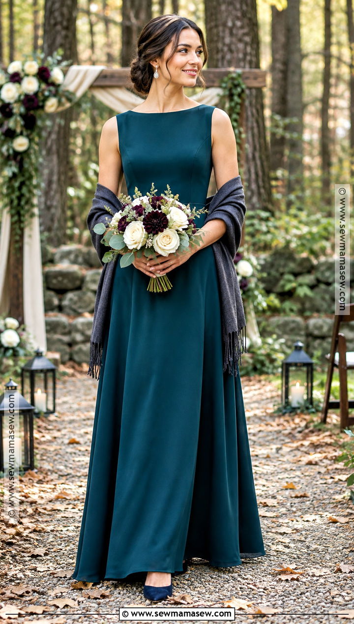 Deep Teal Autumn Bridesmaid Dress - 25 autumn bridesmaid dresses