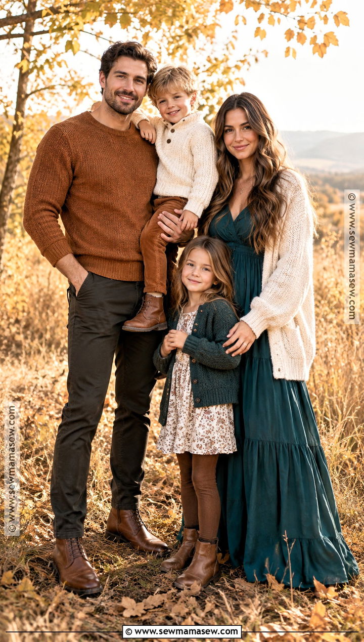 Deep Teal Copper And Cream Family Photo Outfits - 20 Family Photo Outfits Fall Color Schemes