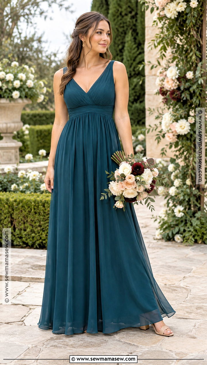 Deep Teal Empire Waist Bridesmaid Dress - 15 Deep Teal Bridesmaid Dresses Fall Wedding