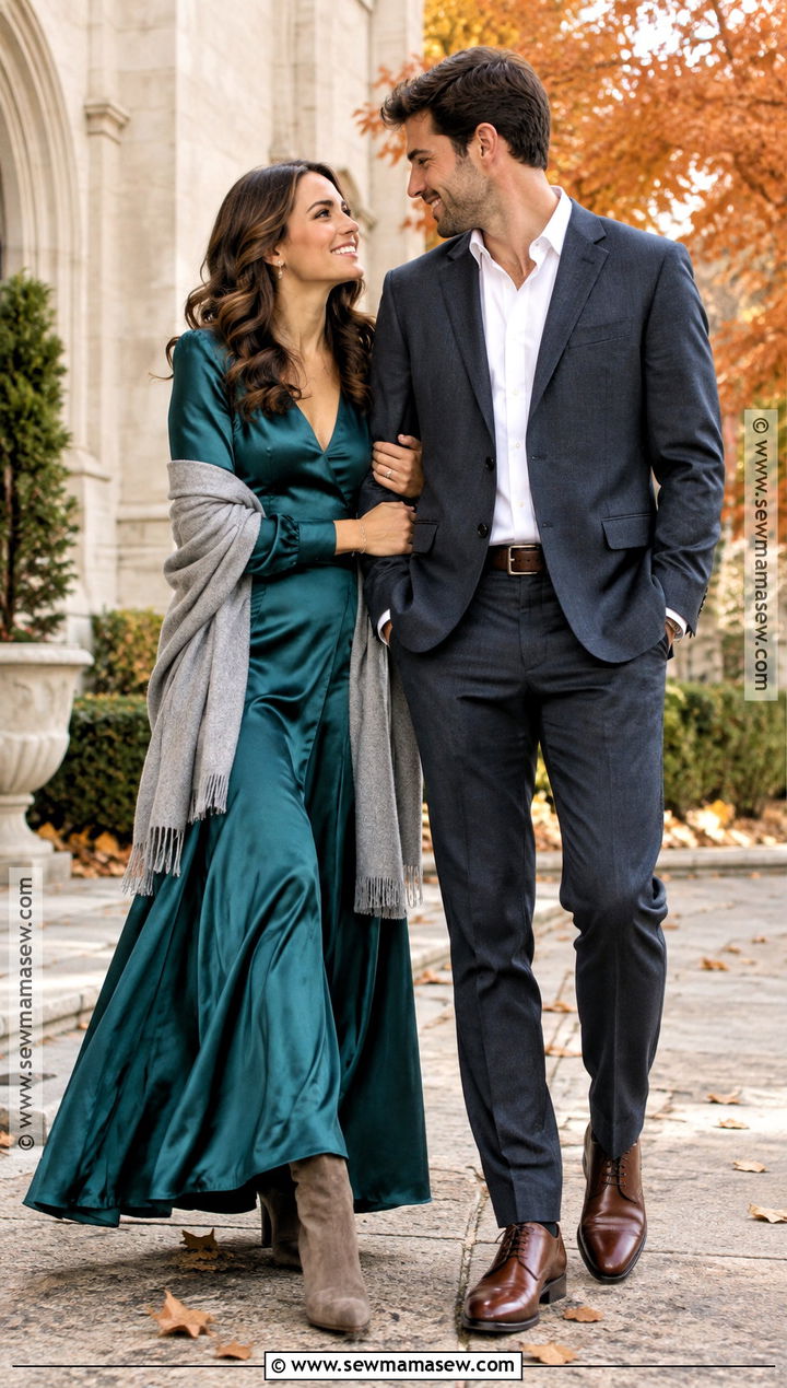 Deep Teal Satin Engagement Photo Dress - 15 engagement photos dress fall ideas
