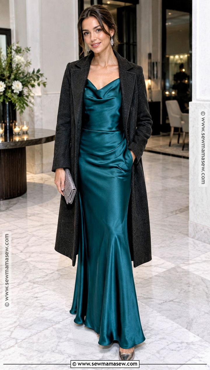 Deep Teal Satin Gown - 15 Fall Color Gowns
